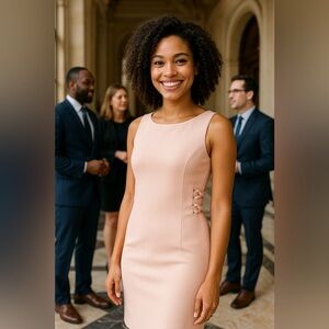 White House Black Market Blush  Sleeveless Lacing Sides Sheath Dress